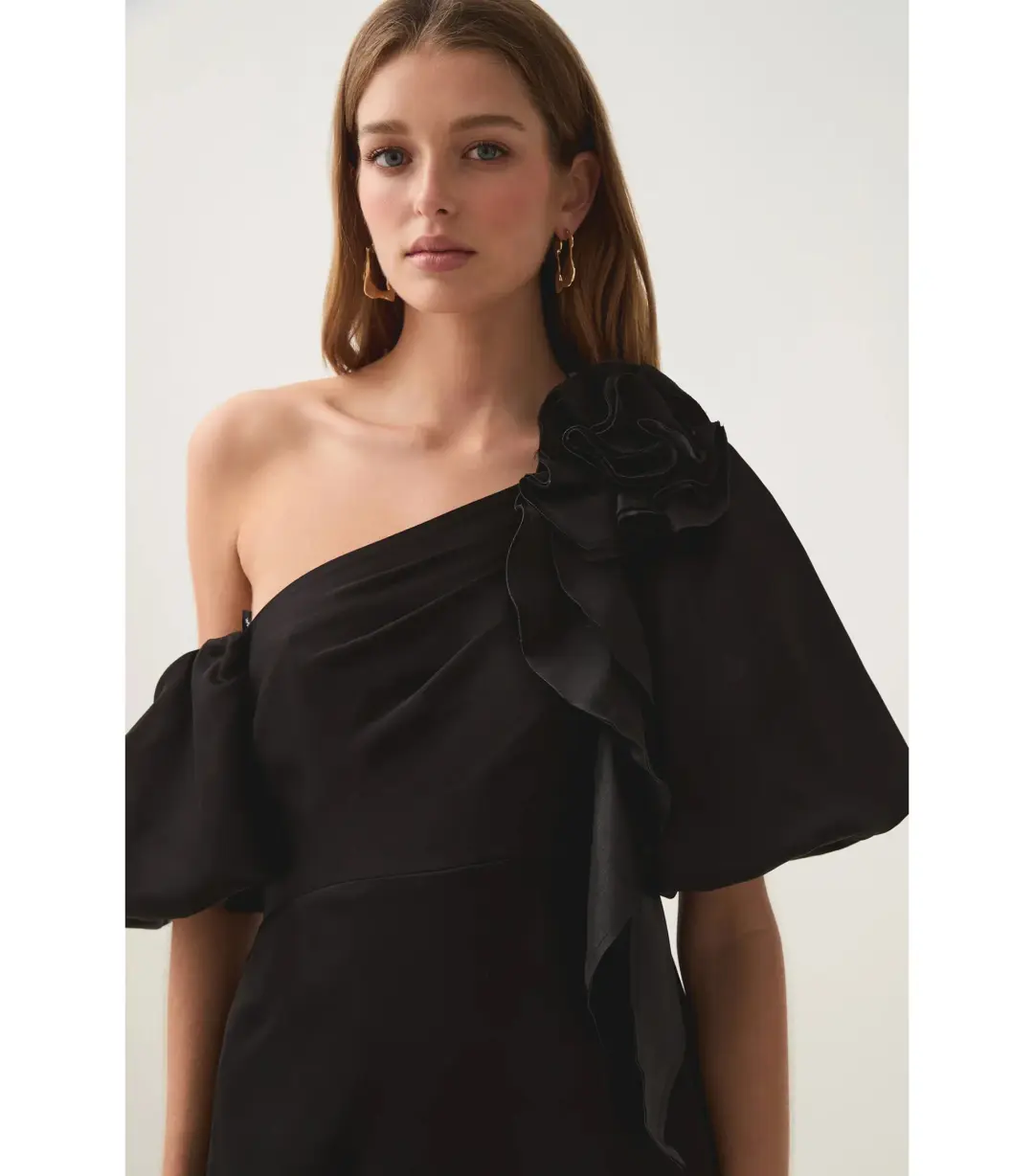 Aje Magnetic Draped Midi Dress Black Size AU 8 for rent on The Volte - main image