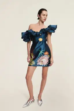 Alemais Dorian Mini Dress Navy Size AU 12 for rent on The Volte - image 1