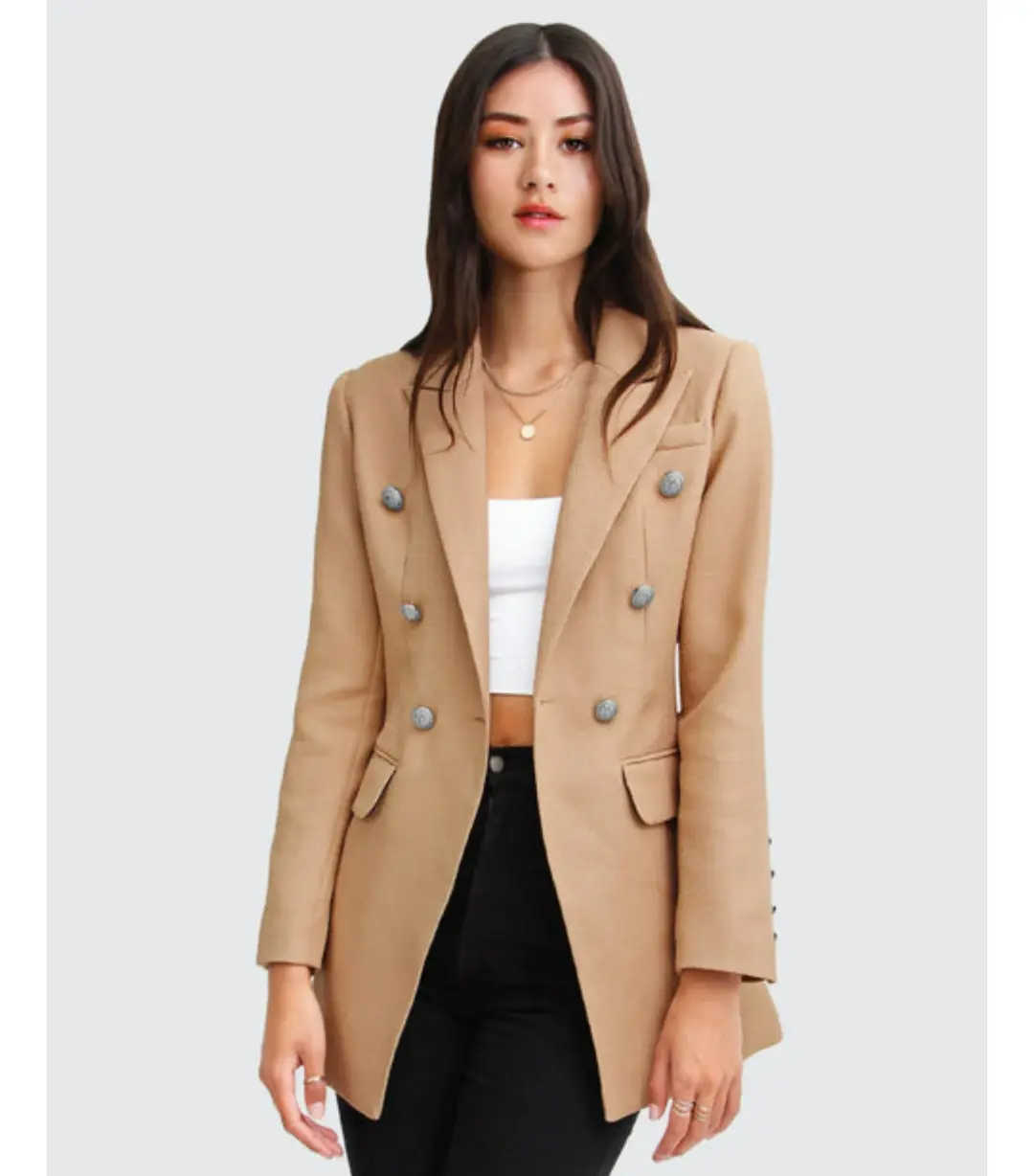 Belle & Bloom Princess Polina Textured Weave Blazer Camel Size S / AU 8 for rent on The Volte - main image