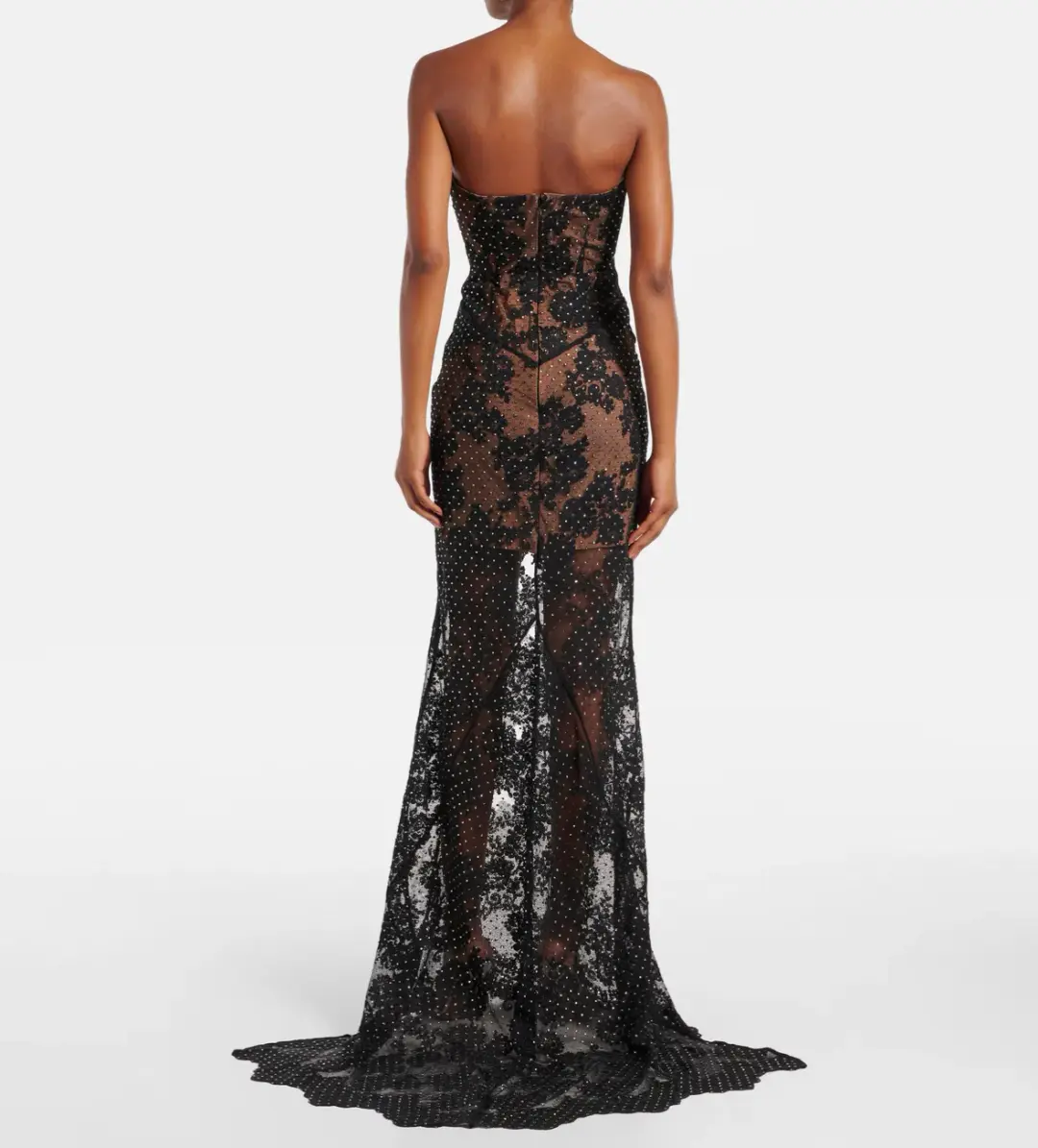 Self Portrait Rhinestone Embellished Sheer Gown Black Size AU 8 S for rent on The Volte - main image