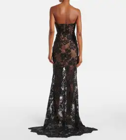 Self Portrait Rhinestone Embellished Sheer Gown Black Size AU 8 S for rent on The Volte - image 2
