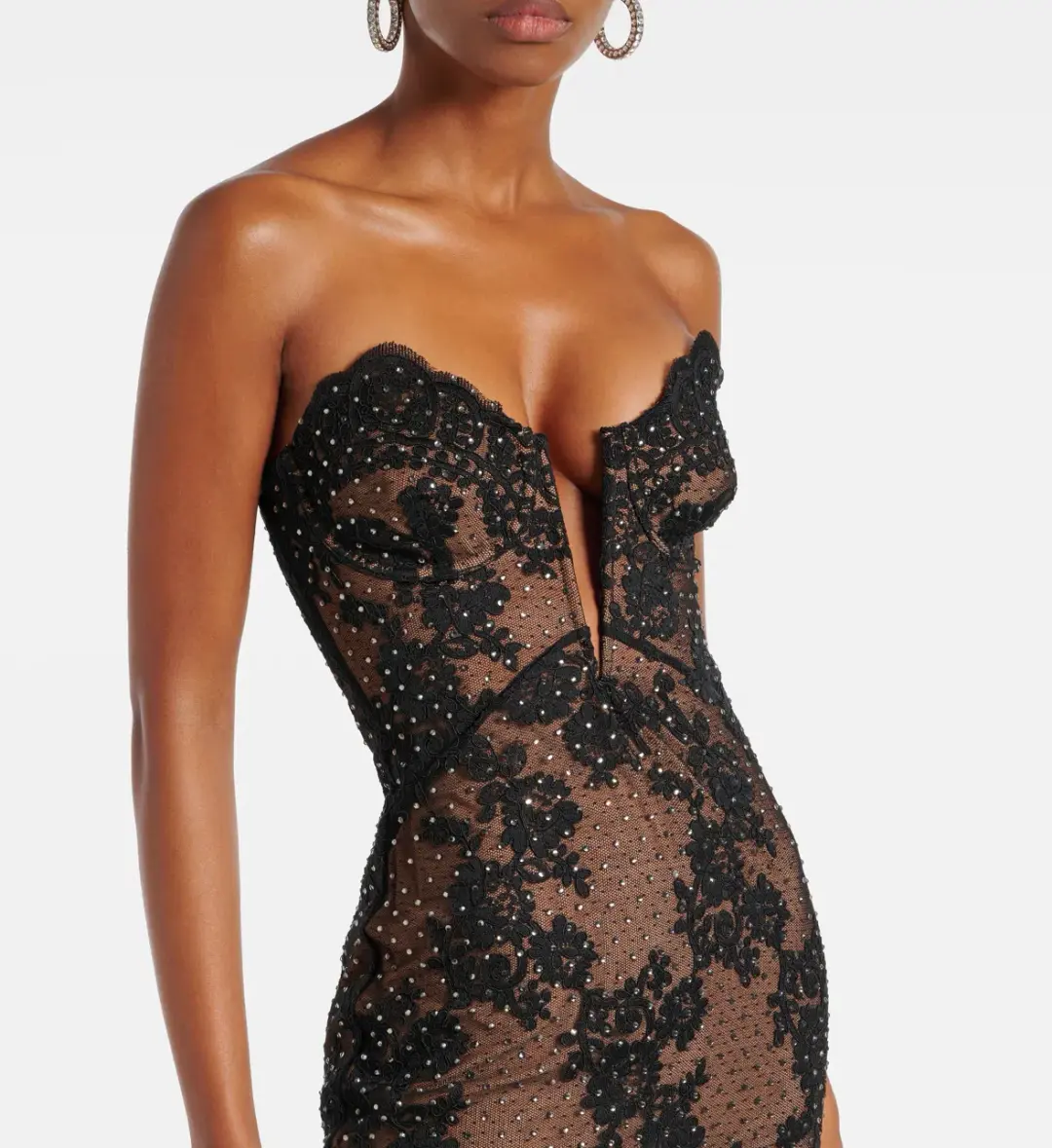 Self Portrait Rhinestone Embellished Sheer Gown Black Size AU 8 S for rent on The Volte - main image