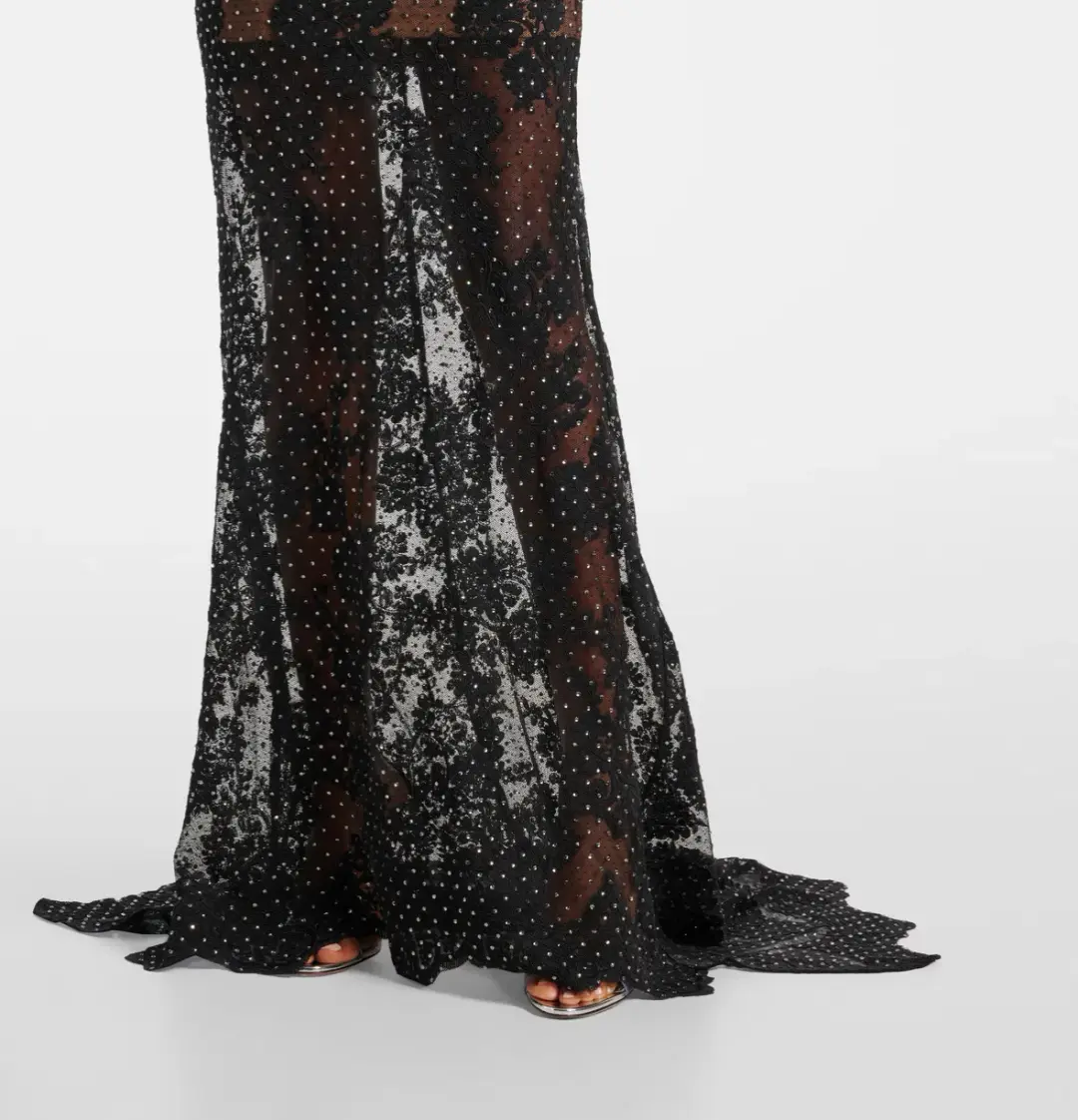 Self Portrait Rhinestone Embellished Sheer Gown Black Size AU 8 S for rent on The Volte - main image