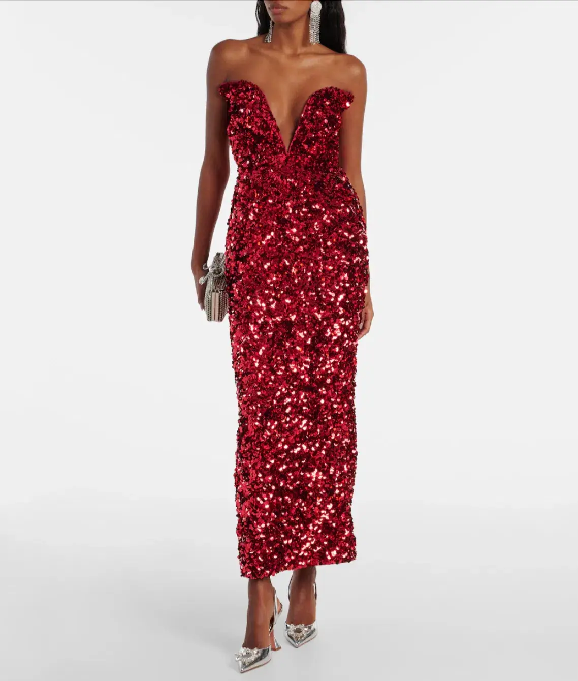 Self Portrait 3D Maxi Dress in Red Sequin AU 6 XS  - Image 5