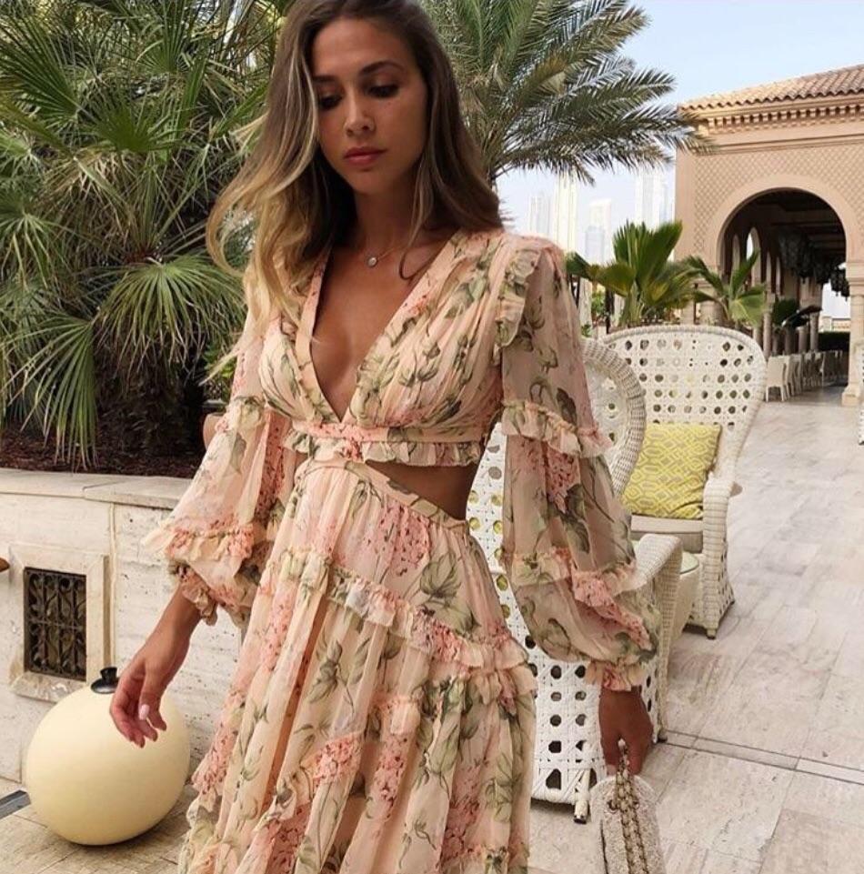 Zimmerman Prima Cutout Dress Print Size 8 for rent on The Volte - main image