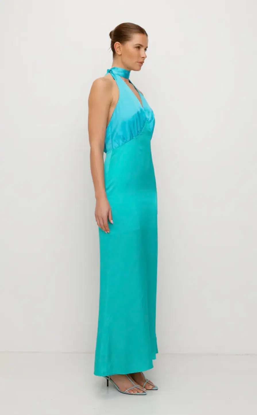 The Wolf Gang Oahu Slip Maxi Dress Aquamarine Size L/AU 12 for rent on The Volte - main image