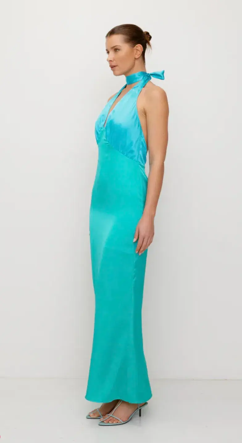 The Wolf Gang Oahu Slip Maxi Dress Aquamarine Size L/AU 12 for rent on The Volte - main image