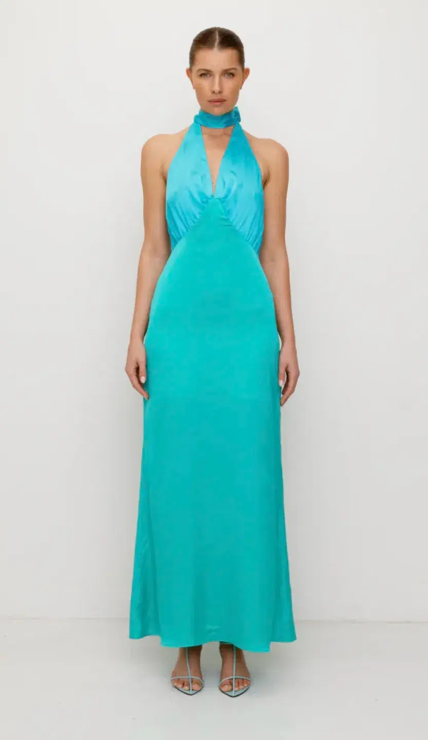 The Wolf Gang Oahu Slip Maxi Dress Aquamarine Size L/AU 12 for rent on The Volte - main image
