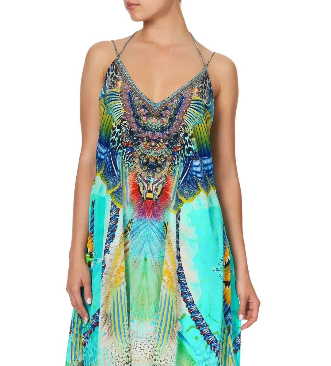 Camilla Reef Warrior V-Neck Strappy Flare Midi Dress Size S / AU 10 for rent on The Volte - main image