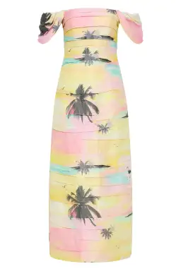 Aje Zara Gathered Midi Dress in Sunset Sky Size 14 for rent on The Volte - image 5
