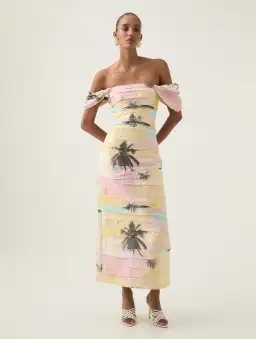 Aje Zara Gathered Midi Dress in Sunset Sky Size 14 for rent on The Volte - image 1
