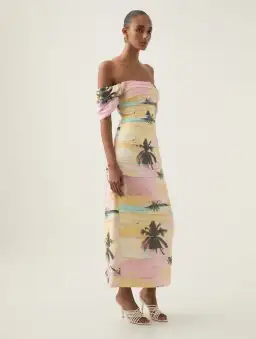 Aje Zara Gathered Midi Dress in Sunset Sky Size 14 for rent on The Volte - image 2