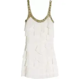 Rachel Gilbert Pleated Beaded Mini Dress White Size AU 8 for rent on The Volte - image 1