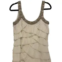 Rachel Gilbert Pleated Beaded Mini Dress White Size AU 8 for rent on The Volte - image 2