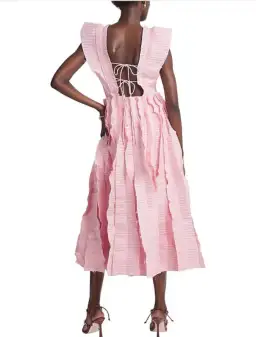 Aje Hybrid Midi Dress Rose Pink Size 10 for rent on The Volte - image 4
