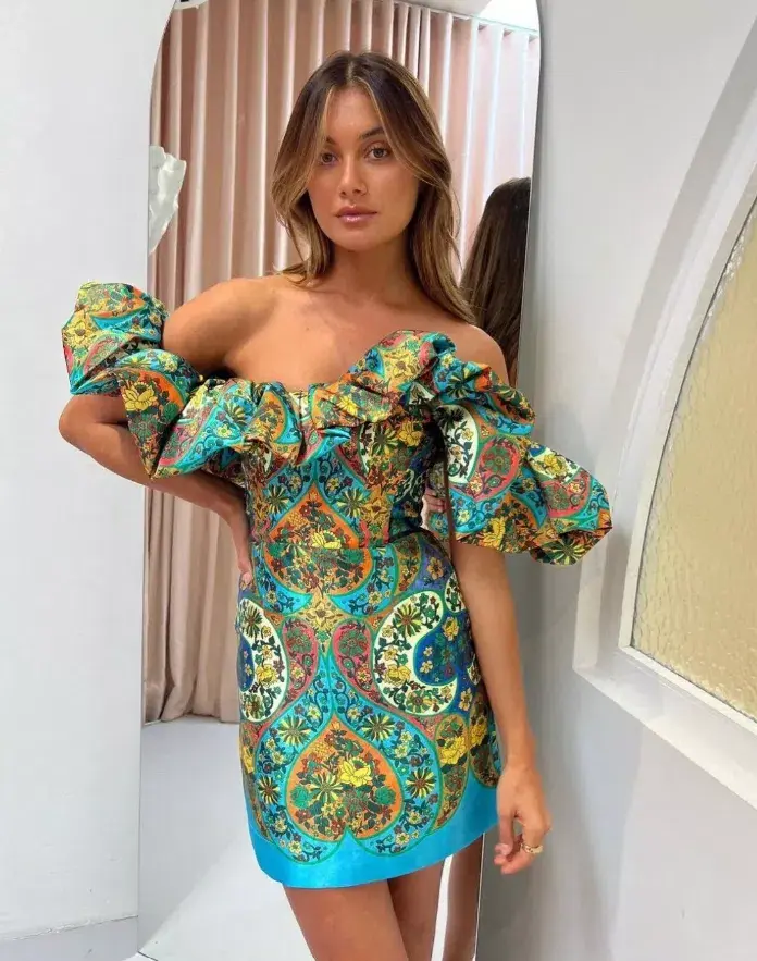 Alemais Sofie Off the Shoulder Mini Dress Multi Size 10 for rent on The Volte - main image