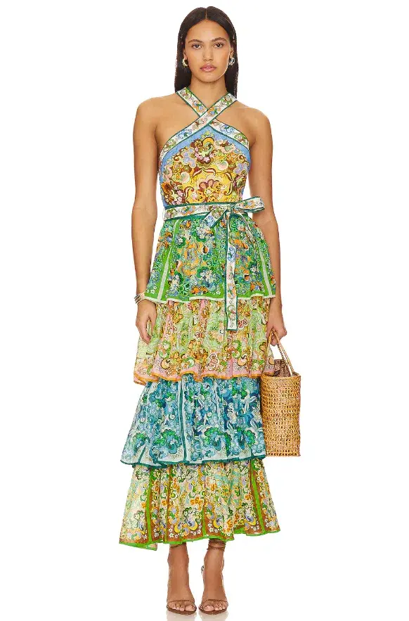 Alemais Dreamer Halter Tier Maxi Dress Multi Size 12 for rent on The Volte - main image
