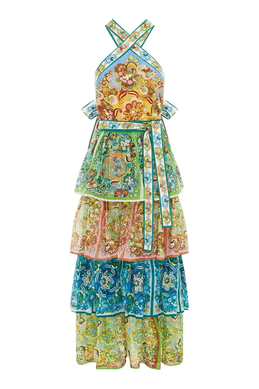 Alemais Dreamer Halter Tier Maxi Dress Multi Size 12 for rent on The Volte - main image