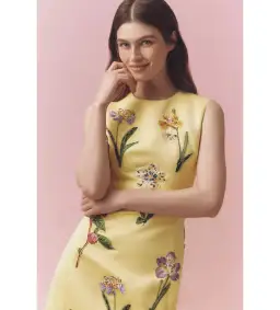 Leo Lin Wildflower Print Sleeveless Midi Dress Sorbet Size 16 for rent on The Volte - image 3