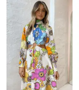 Alemais Farrah Cut Out Midi Dress Floral Size AU 14 for rent on The Volte - image 2