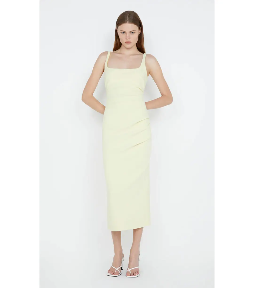 Bec & Bridge Karina Tuck Midi Dress Lemon Size AU 12 for rent on The Volte - main image