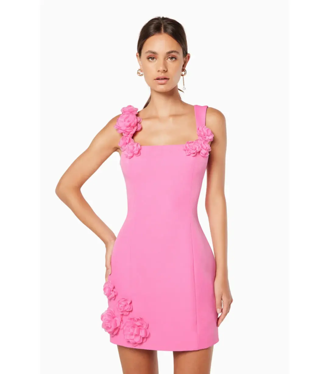 Elliatt Trompe 3D Floral Mini Dress Pink Size AU 12 for rent on The Volte - main image