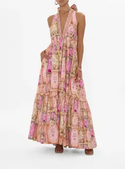 Camilla Ruffle Hem Halter Dress in Totally Ozmopolitan Size 12 for rent on The Volte - image 1