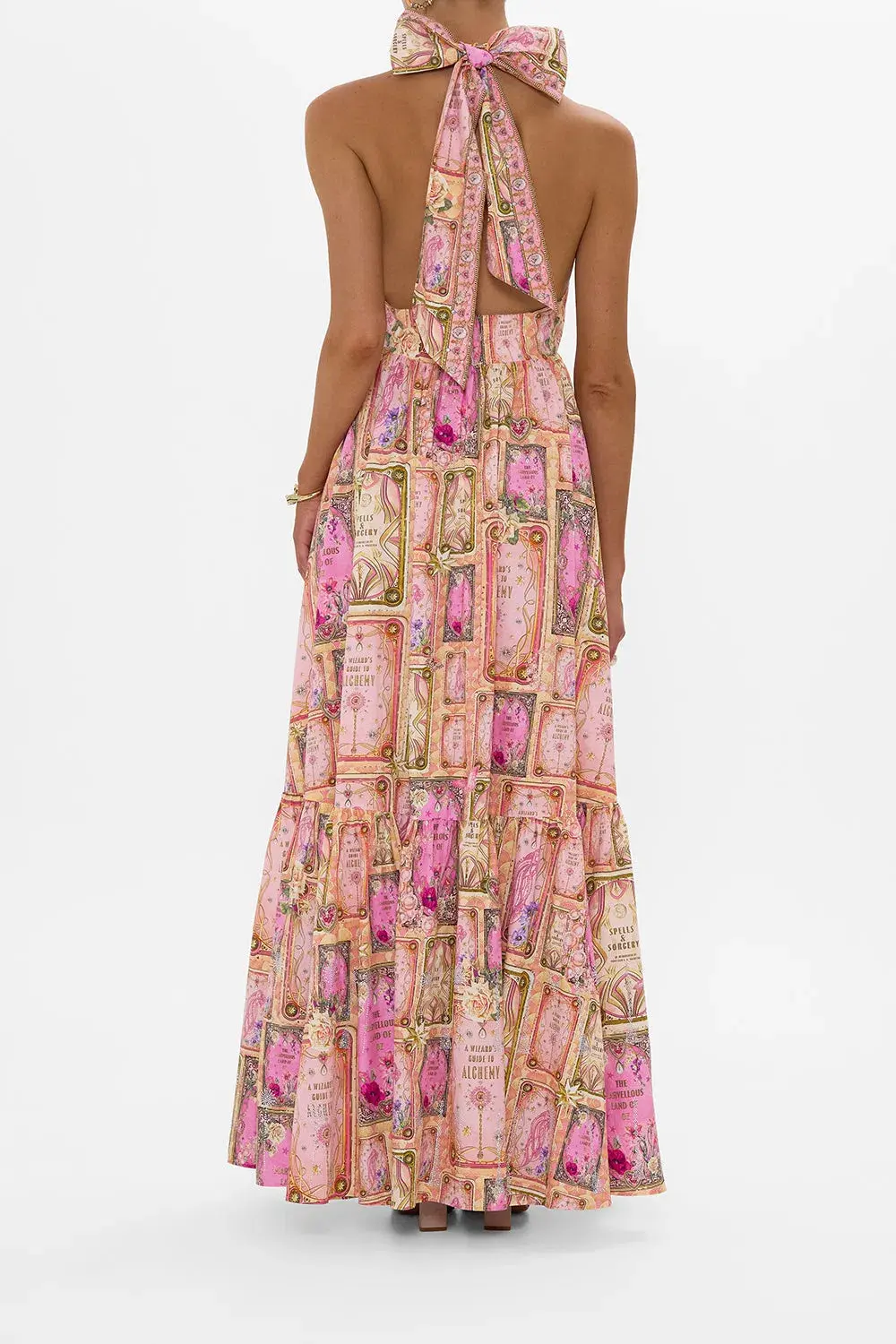 Camilla Ruffle Hem Halter Dress in Totally Ozmopolitan Size 12 for rent on The Volte - main image