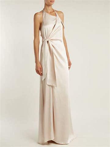 Jonathan Simkhai Silk Satin Halterneck Gown Cream Size 6 for rent on The Volte - main image