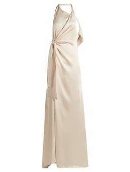 Jonathan Simkhai Silk Satin Halterneck Gown Cream Size 6 for rent on The Volte - image 3