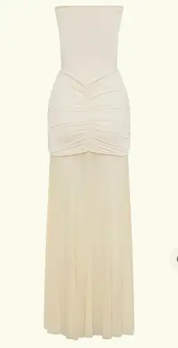 Meshki Caspian Slinky Mesh Off Shoulder Maxi Dress Ivory Size 6 for rent on The Volte - image 9