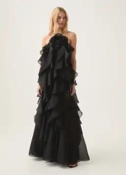 Aje Pandorea Layered Maxi Dress Black Size 12 for rent on The Volte - image 1