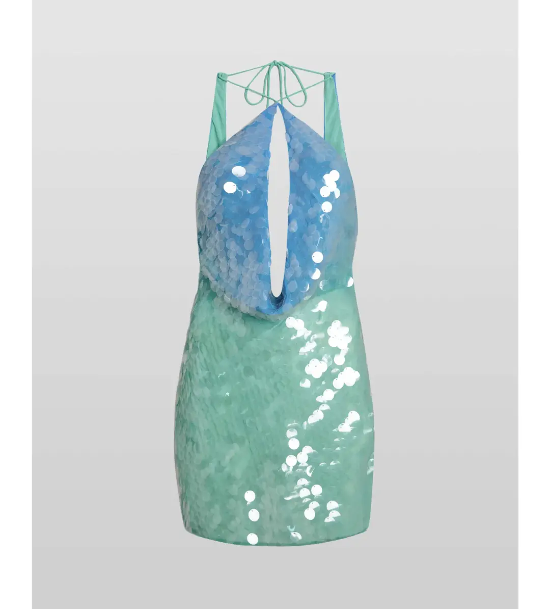 Rat & Boa Kiki Sequin Blue Green Halter Mini Size S AU 8 for rent on The Volte - main image