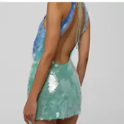 Rat & Boa Kiki Sequin Blue Green Halter Mini Size S AU 8 for rent on The Volte - image 3