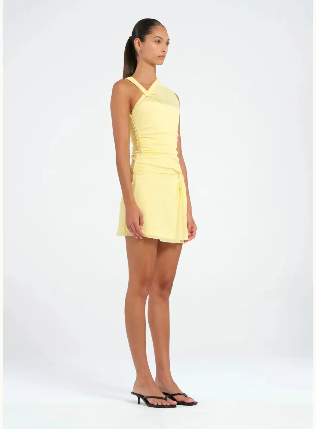 Benni Westly Twist Mini Dress Yellow Size 8 for rent on The Volte - main image