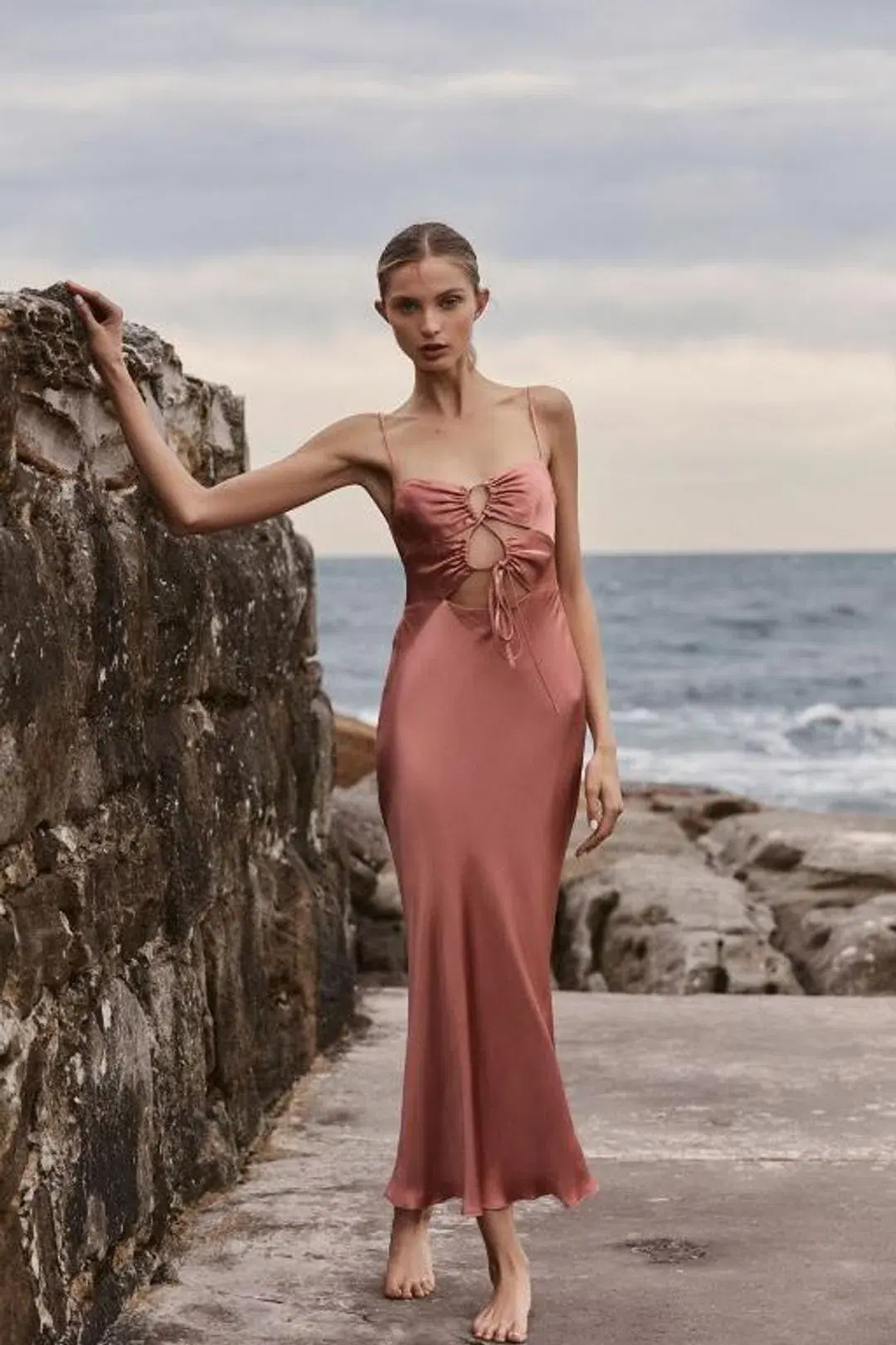 shona joy eloise lace up midi dress size 8 - Image 1