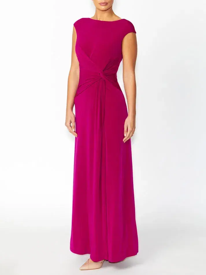 Anthea Crawford Tiffany Fuchsia Jersey Maxi Gown Fuchsia Size 14 for rent on The Volte - main image