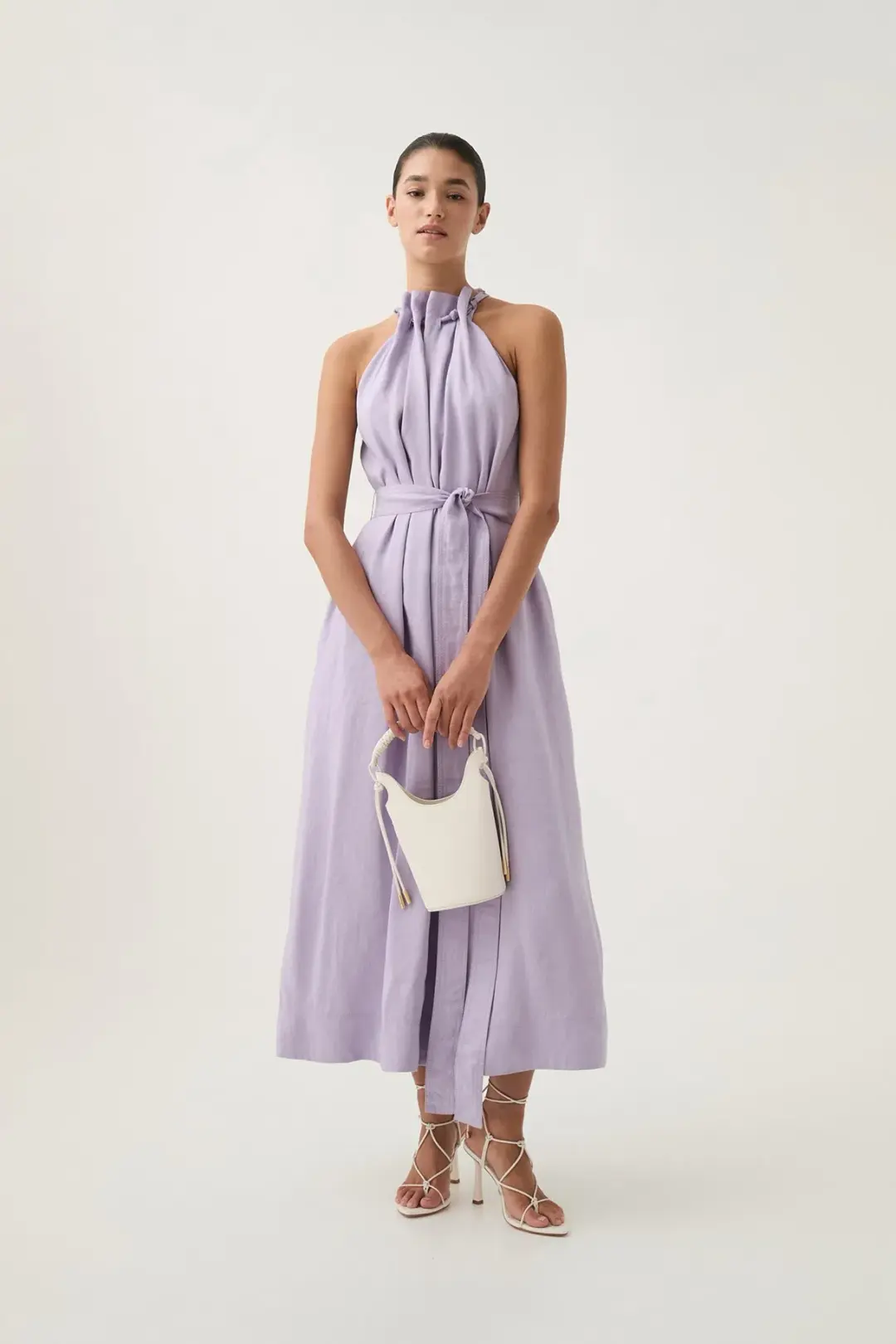 Aje Mariel Trapeze Midi Dress Lilac Size 14 for rent on The Volte - main image