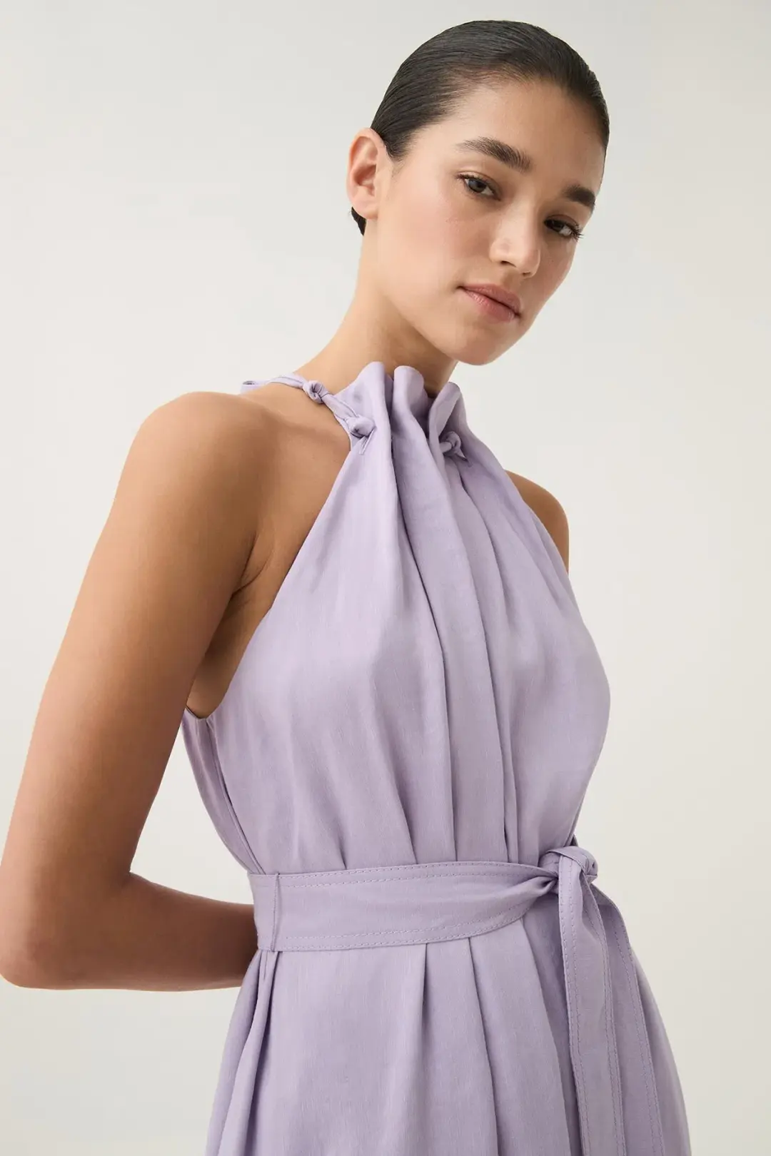 Aje Mariel Trapeze Midi Dress Lilac Size 14 for rent on The Volte - main image