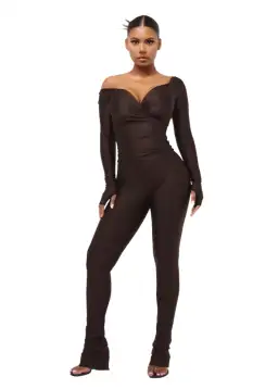 COUCOO LANAI LONG-SLEEVED TOP & LEGGINGS CHOCOLATE SIZE 8 for rent on The Volte - image 1