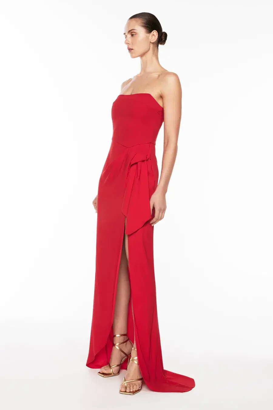 Manning Cartel Asymmetrical Games Strapless Gown Red Size 10 for rent on The Volte - main image