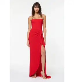 Manning Cartel Asymmetrical Games Strapless Gown Red Size 10 for rent on The Volte - image 1