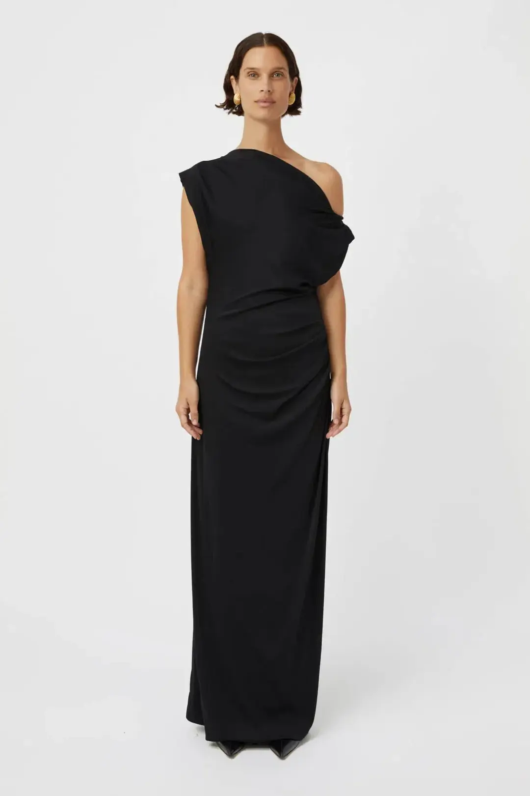 Camilla and Marc Annalise Draped Maxi Dress Black Size 10 for rent on The Volte - main image