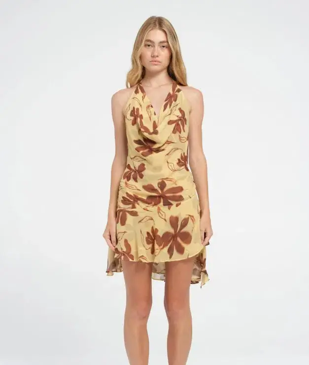Benni Harlow Halter Dress in Butter Floral Size AU 8 for rent on The Volte - main image