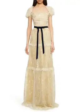 Annie's Ibiza Pip Dress Yellow Metallic Size S/AU 8