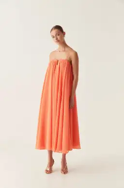 AJE Filigree Sweetheart Midi Dress Sunset Orange Size 8