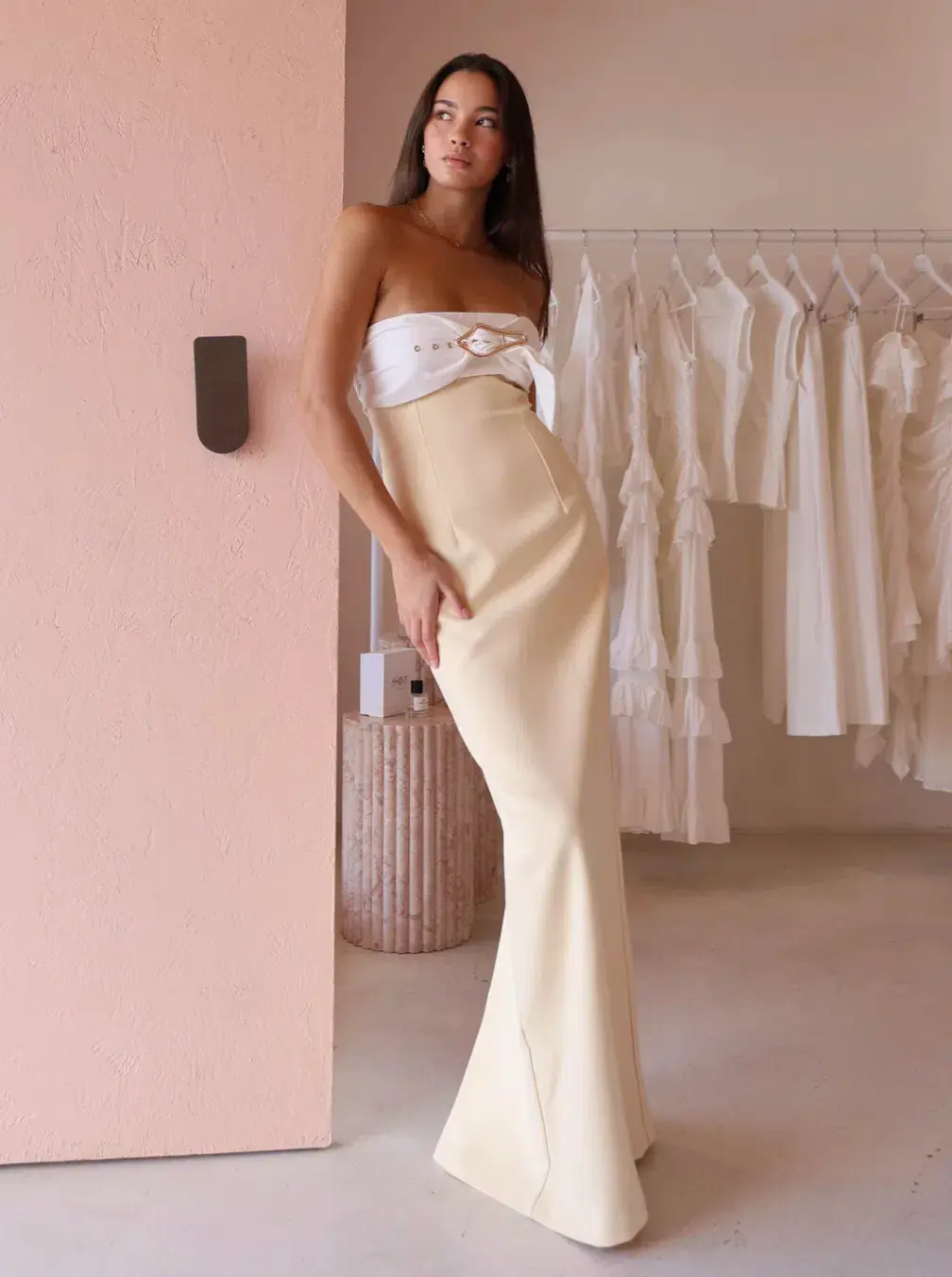 Tojha Kasai Dress Lemon/Ivory Size S / AU 8 for rent on The Volte - main image