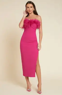 Runaway the Label Valentina Midi Dress Fuchsia Size 6