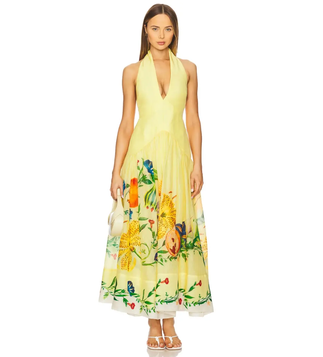 Alemais Dahlia Halter Maxi Dress Gown in Yellow Size AU 14 for rent on The Volte - main image