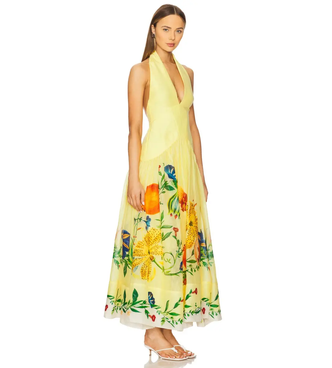 Alemais Dahlia Halter Maxi Dress Gown in Yellow Size AU 14 for rent on The Volte - main image